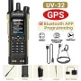 Baofeng UV32 10W GPS Walkie Talkies Sand Color Custom Two Way Radio Multi-Band Bluetooth APP Programming Tri-Power 2.0\ TFT Screen NOAA Weather Reception