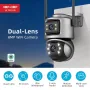 6MP WiFi IP Kamera Çift Lens Çift Ekran Otomatik Takip Renkli Gece Görüşü 5x Zoom IP66 Dış Mekan CCTV Güvenlik iCSee Uygulaması AB Tak