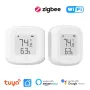Tuya Smart WiFi Zigbee3.0 Capteur de température et d'humidité Hygromètre d'intérieur Thermomètre Détecteur avec écran LCD Télécommande Compatible Alexa Google Home
