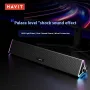 Havit M15 Desktop Speaker Bekabelde soundbar met volumeknop Dubbele hoorns Basmembraan 360° Surround Stereo RGB-licht 3,5 mm computerluidspreker