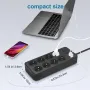 2200W 12-in-1 Multitap Power Strip Socket with 8 AC EU Outlets+3 USB-A+1 USB-C Output Socket with 1.8M AC110-250V Extension Cord Home Office Surge Protector