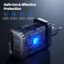 [GaN Tech] Toocki TCT67-34B1 67W 3-in-1 USB PD Charger with Retractable Cable PD Fast Charging Digital Display Wall Charger Adapter EU Plug for iPhone 16 16 Pro 15 14 13 Pro Max for Huawei Pura X for Xiaomi 15pro for Samsung Galaxy S25 Ultra