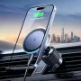 UGreen W525 Magnetic Car Phone Holder Car Air Vent Wireless Mobile Phone Charger Stand 360° Rotary Aluminum Alloy Mount Bracket for iPhone 16 16 Pro 15 14 13 Pro Max for Huawei Mate XT for Xiaomi 15pro for Samsung Galaxy Z Flip6
