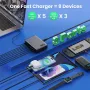 [GaN Tech] 300W 8-Port USB PD Charger 5USB-C+3USB-A QC PD Fast Charging Desktop Charging Station EU Plug for iPhone 16 15 Pro 14 13 Pro Max 12 for Huawei Pura X for Samsung Galaxy S25 Ultra for Xiaomi 15pro
