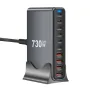 [GaN Tech] Bakeey YMX-730W 730W 10-Port USB PD Charger 4USB-A+6USB-C PD QC Fast Charging Desktop Charging Station EU Plug US Plug for iPhone 16 15 Pro Max 14 13 12 for Huawei Pura X for Xiaomi 15pro for Samsung Galaxy S25 Ultra