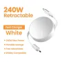 PD240W USB-C to USB-C Retractable Cable Fast Charging Data Transmission Thick Copper Core Line 12CM-100CM Long for iPhone 16 16 Plus 15 15 Pro for Huawei Mate XT for Xiaomi 15pro for Samsung Galaxy Z Flip6