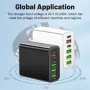 AR-880 3.1A 65W 6 Portlu USB PD Şarj Cihazı 4USB-A+2USB-C Hızlı Şarj Duvar Şarj Adaptörü AB Fişi iPhone 15 14 13 Pro için Huawei Nova Flip için Samsung Galaxy Z Fold 6 için Xiaomi MIX Fold4