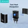 USAMS CC317 T65 33W 2-Port USB PD Charger USB-A+USB-C PD Fast Charging Wall Charger Adapter EU Plug for iPhone 16 16 Pro 15 14 13 Pro Max for Huawei Pura X for Xiaomi 15pro for Samsung Galaxy S25 Ultra