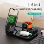 6-in-1 Desktop Charger with Wireless Fast Charging Bluetooth Speaker RGB Light Multi-Device Compatible