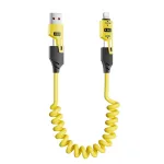 PD65W USB-A/Type-C to iP/Type-C Spring Telescopic Cable PD Fast Charging Data Transmission Copper Core Line 1.5M Long for iPhone 16 16 Pro 15 14 Plus 13 for Huawei Mate XT for Xiaomi 15pro for Samsung Galaxy Z Flip6