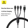 Кабель Baseus Fast Speed Series 3.5A USB-A to Micro/iP/USB-C для быстрой зарядки и передачи данных с луженым медным сердечником длиной 0,8 м/1,3 м для iPhone 16 16 Pro 15 14 13 Pro Max для Huawei Mate XT для Xiaomi 15pro