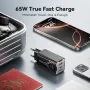 [GaN Tech] KUULAA KL-CD64 65W 3-Port USB PD Charger USB-A+2USB-C PD Fast Charging Wall Charger Adapter EU Plug US Plug for iPhone 16 16 Pro 15 14 13 Pro Max for Xiaomi 15 Ultra for Samsung Galaxy S25 Ultra for Huawei Pura X