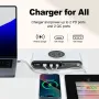Bakeey WLX-F9A 72W 4-Port USB PD Charger with Wireless Magnetic Charger Pad 2USB-A+2USB-C PD QC3.0 Fast Charging Desktop Charging Station EU Plug US Plug for iPhone 16 15 Pro 14 13 12 Pro Max for Huawei Mate XT for iPad Pro for Airpods for MacBook Pro