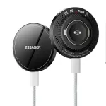 ESSAGER ES-WC20 2-in-1 Magnetic Wireless Charger 15W Fast Wireless Charging Pad for Smart Phones for iPhone 16 16 Pro 15 14 13 Pro Max for Xiaomi 15 Ultra for Huawei Pura X for Samsung Galaxy S25 Ultra for Apple Watch