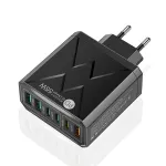 PD55W 6-Port USB PD Charger 3USB-A+3USB-C PD QC3.0 Fast Charging Wall Charger Adapter EU Plug for iPhone 15 14 13 for Xiaomi 14pro for Samsung Galaxy S24 for Huawei Mate60 Pro