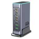 [GaN Tech] Bakeey WLX-F8L 660W 8-Port USB PD Charger 2USB-A+6USB-C PD QC3.0 FCP AFC Fast Charging with RGB Light Desktop Charging Station EU Plug US Plug for iPhone 16 16 Pro 15 14 13 Pro Max for Huawei Pura X for Xiaomi 15pro