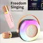 A6 RGB bluetooth Speaker Portable Speaker with Dual Microphone Bass Diaphragm 360° Surround Sound Voice Mode Change Support AUX TF Card U Disk Playback Outdoors Portable Karaoke Speaker