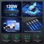 [GaN Tech] Blitzwolf® BW-i100 120W 5-Port USB PD Charger 2USB-A+3USB-C PD3.0 QC3.0 AFC FCP SCP PPS PE APPLE Fast Charging Desktop Charging Station EU Plug for iPhone 15 14 13 for Samsung Galaxy Z Flip4 for MacBook Pro for Airpods for Apple Watch