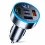JMG 250W 5-Port USB PD Car Charger Adapter 3USB-A+2USB-C PD QC3.0 Fast Charging with Blue LED Digital Display for iPhone 16 16 Pro 15 14 13 Pro Max for Samsung Galaxy S25 Ultra for Huawei Pura X for Xiaomi 15pro