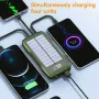 4-in-1 5000mAh/10000mAh/20000mAh Solar Power Bank with 4 Integrated Cables LED Digital Display External Battery Power Supply Fast Charging for iPhone 16 16 Pro 15 14 13 Pro Max for Xiaomi 15pro for Samsung Galaxy S25 Ultra
