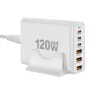 [GaN Tech] Chargeur USB PD 120 W 6 ports 3 USB-A + 3 USB-C Station de charge de bureau à charge rapide Prise UE pour iPhone 15 14 13 pour Huawei Pura 70 Ultra pour Xiaomi 14pro pour Samsung Galaxy S24