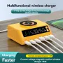 WLX-M9A 110W 6-Port USB PD Charger 3USB-A+3USB-C PD QC3.0 Fast Wireless Charging with Digital Display Desktop Charging Station EU Plug US Plug for iPhone 15 14 13 Pro for Samsung Galaxy Z Fold6 for Xiaomi Civi 4 Pro