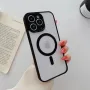 Transparent Magnetic Adsorption Phone Case Full Cover Protection Mobile Phone Case for iPhone 15 15 Plus 15 Pro 15 Pro Max