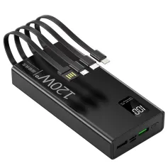 120W 30000mAh Power Bank with Integrated 4 Cables LED Digital Display External Battery Power Supply with 3 Inputs & 6 Outputs Support QC PD AFC SCP Fast Charging for iPhone 16 16 Pro 15 14 13 Pro Max for Xiaomi 15pro for Samsung Galaxy S25 Ultra