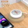 50W 6-Port USB PD Charger 4USB-A+2USB-C PD Fast Charging Power Strip with Touch Light EU Plug US Plug for iPhone 16 16Pro 15 14 13 Pro Max for Samsung Galaxy Z Flip6 for Xiaomi 15pro for Huawei Mate XT