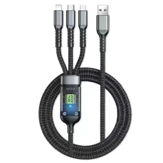 100W USB-A - Micro/Type-C/iP ケーブル、ナイトライト付き、急速充電銅芯線、長さ1.2m、iPhone 15 14 13、Huawei Pura 70 Ultra、Xiaomi Civi 4pro、Samsung Galaxy S24用