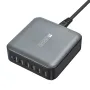 [GaN Tech]Bakeey YMS-666 285W 6-Port USB PD Charger 6USB-C PD Fast Charging Desktop Charging Station EU Plug US Plug for iPhone 16 15 14 13 Pro Max for Samsung Galaxy Z Flip6 for Xiaomi 15pro for Huawei Mate XT