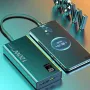120W 30000mAh Power Bank with Integrated 4 Cables LED Digital Display External Battery Power Supply with 3 Inputs & 6 Outputs Support QC PD AFC SCP Fast Charging for iPhone 16 16 Pro 15 14 13 Pro Max for Xiaomi 15pro for Samsung Galaxy S25 Ultra
