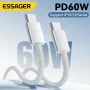ESSAGER ES-X52 3A 60W Type-C - Type-C кабель PD3.0 QC4.0/3.0 FCP быстрая зарядка передача данных луженый медный сердечник линия 1 м длиной для iPhone 16 16 Pro 15 15 Pro Max для Huawei Mate XT для Xiaomi MIX Fold4 для Samsung Galaxy Z Flip6