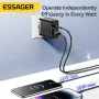 Carregador USB PD ESSAGER ES-CD43 de 65 W com 2 portas USB-A+USB-C QC4.0/3.0/2.0 PD3.0/2.0 FCP SCP DCP PPS Adaptador de carregador de parede de carregamento rápido Apple 2.4A Plugue UE Plugue EUA para iPhone 16 15 14 13 Pro para Huawei Mate XT para Xiaomi
