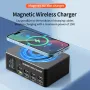 Bakeey WLX-818D+ 140W 8-Port USB PD Charger with Magnetic Wireless Charger Pad 4USB-A+4USB-C PD QC3.0 Fast Charging Desktop Charging Station EU Plug US Plug for iPhone 16 16 Pro 15 14 Plus 13 12 Pro Max for HUAWEI XIAOMI for MacBook Pro for iPad Pro