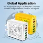 LYK-880 65W 6-Port USB PD Charger 4USB-A+2USB-C PD Fast Charging Wall Charger Adapter EU Plug for iPhone 16 16 Pro 15 14 13 Pro Max for Xiaomi 15pro for Samsung Galaxy S25 Ultra