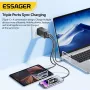 [GaN Tech] ESSAGER JT-G67TC2U1 67W 3-poorts USB PD-oplader 2USB-C + USB-A QC2.0 3.0 4.0 PD3.0 AFC FCP SCP DCP BC1.2 Apple 2.4A snellaadadapter EU-stekker voor iPhone 15 14 13 voor Huawei Mate60 Pro voor Samsung Galaxy Z Flip4