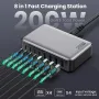 [GaN Tech] 200W 8-Port USB PD Charger 4USB-A+4USB-C PD QC Fast Charging Desktop Charging Station EU Plug for iPhone 16 16 Pro 15 14 13 Pro Max for Huawei Pura X for Xiaomi 15 Pro for Samsung Galaxy S25 Ultra