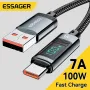 Cabo USB-A para Tipo C ESSAGER 7A QC de carregamento rápido com núcleo de cobre e transmissão de dados de 1 m/2 m de comprimento para iPhone 15 15 Plus, Samsung Galaxy Z Flip4, Huawei Mate 60 Pro e Xiaomi 13pro