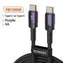 สายเคเบิล Toocki Type-C ถึง Type-C 100W QC4.0 ชาร์จเร็ว ส่งข้อมูลด้วยสายแกนหนา ยาว 0.5 ม./1 ม./2 ม. สำหรับ Huawei Mate50 สำหรับ Xiaomi Mi13 สำหรับ Samsung Galaxy Z Flip 4 สำหรับ OPPO Reno8 สำหรับ Pad Air4 10.9