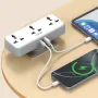 LDNIO SC3317 2500W Rotatable Plug Power Socket with 3AC+USB-A+USB-C PD QC3.0 PPS SCP Fast Charging Power Strip Adapter EU Plug US Plug for iPhone 16 16 Pro 15 14 13 Pro Max for Huawei Mate XT for Xiaomi 15pro