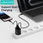 USAMS CC317 T65 33W 2-Port USB PD Charger USB-A+USB-C PD Fast Charging Wall Charger Adapter EU Plug for iPhone 16 16 Pro 15 14 13 Pro Max for Huawei Pura X for Xiaomi 15pro for Samsung Galaxy S25 Ultra