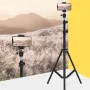 54-170cm Adjustable Live broadcasting bracket Aluminum Alloy Multi-functional Selfie Stick Tripod 360° Rotating for Vlog Shooting with Storage Bag