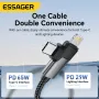 ESSAGER ES-X59 65 Вт Type-C на Type-C+iP кабель PD для быстрой зарядки и передачи данных медный сердечник длиной 1 м/2 м для iPhone 15 Plus 14 13 для Huawei Pura 70 Ultra для Xiaomi Civi 4 Pro