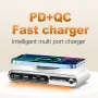 Bakeey WLX-F9A 72W 4-Port USB PD Charger with Wireless Magnetic Charger Pad 2USB-A+2USB-C PD QC3.0 Fast Charging Desktop Charging Station EU Plug US Plug for iPhone 16 15 Pro 14 13 12 Pro Max for Huawei Mate XT for iPad Pro for Airpods for MacBook Pro