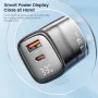 [GaN Tech] Toocki TCT33-22EU 33W 2-Port USB PD Charger USB-A+USB-C PD3.0 QC3.0 Fast Charging Digital Display Wall Charger Adapter EU Plug for iPhone 16 Pro 15 14 Pro Max 13 12 for Huawei Pura X for Samsung Galaxy S25 Ultra