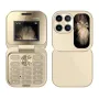 MaFam i17 Pro Mini 2G GSM 1.77 Inch Dual SIM Card Dual Standby 1000mAh FM Radio Large Button LED Flashlight Speed Dial Vibration Type-C Flip Feature Mobile Phone with 3.5mm Earphone Port