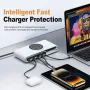 Bakeey WLX-F9A 72W 4-Port USB PD Charger with Wireless Magnetic Charger Pad 2USB-A+2USB-C PD QC3.0 Fast Charging Desktop Charging Station EU Plug US Plug for iPhone 16 15 Pro 14 13 12 Pro Max for Huawei Mate XT for iPad Pro for Airpods for MacBook Pro