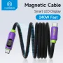 Hagibis SX04S 240W Magnetic USB-C to USB-C Cable with LED Display PD3.1 Fast Charging Data Transmission Copper Core Line 1M/2M Long for iPhone 16 16 Pro 15 15 Plus for Huawei Mate XT for Xiaomi 15pro for Samsung Galaxy Z Flip6