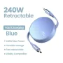 PD240W USB-C to USB-C Retractable Cable Fast Charging Data Transmission Thick Copper Core Line 12CM-100CM Long for iPhone 16 16 Plus 15 15 Pro for Huawei Mate XT for Xiaomi 15pro for Samsung Galaxy Z Flip6
